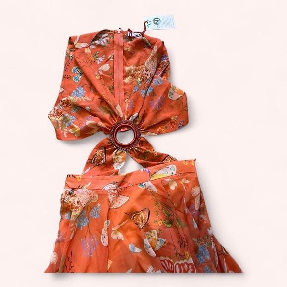 My Beachy Side Monarch Butterfly Floral Begonia Cut Out Maxi Dress NWT Size S - Picture 4 of 10